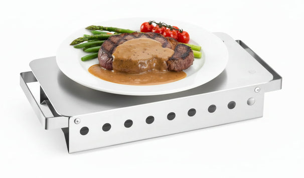 Hendi Plate warmer with 2 candle holders - Stainless steel - 33 x 18 x 6.5 cm