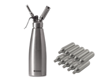 Hendi Whipped Cream Dispenser Stainless Steel 1 Liter + Whipped Cream Chargers 10 pieces