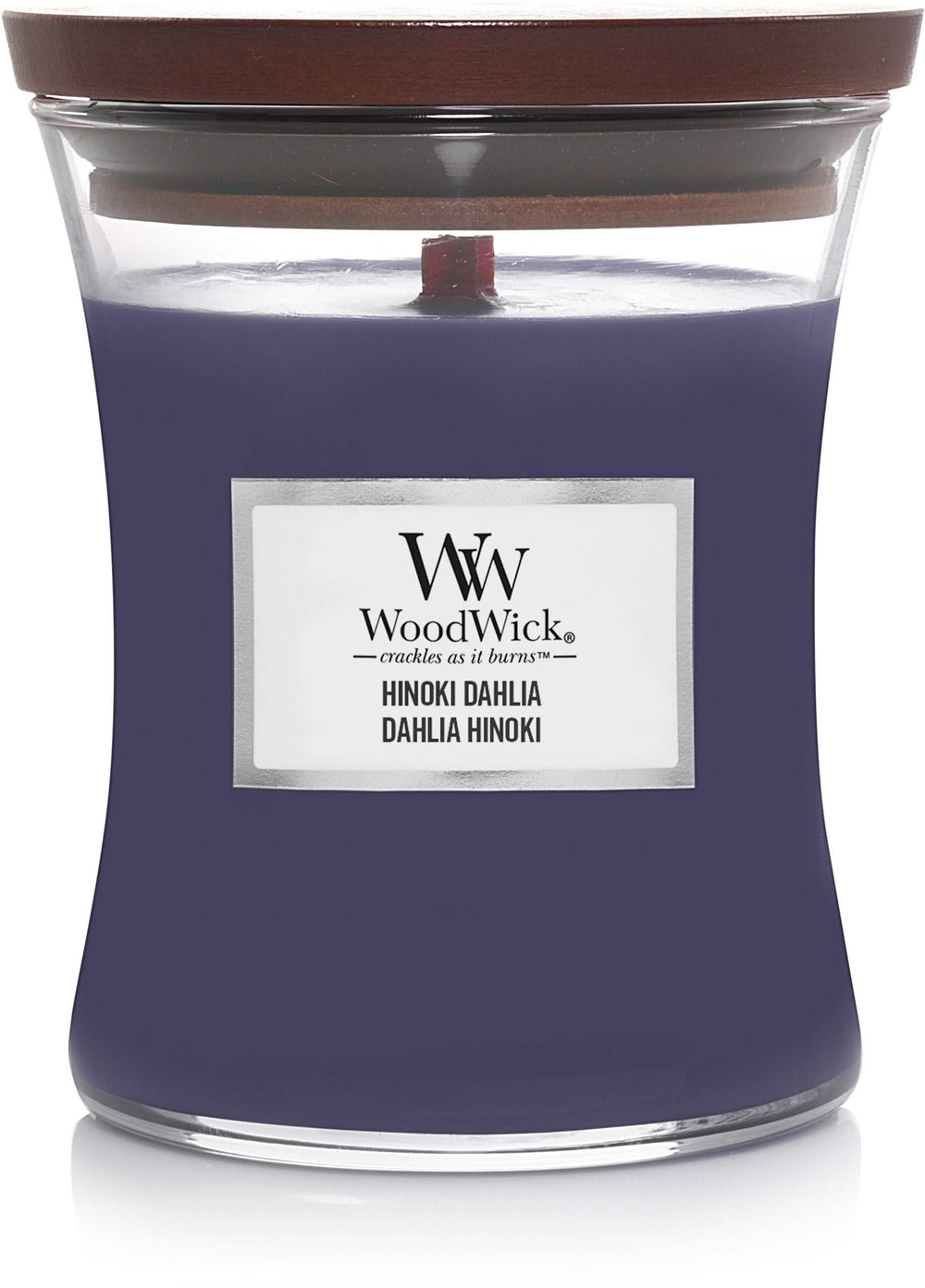 WoodWick Scented Candle Medium Hinoki Dahlia - 11 cm / ø 10 cm - Scented Candle in Glass - Wooden Wick