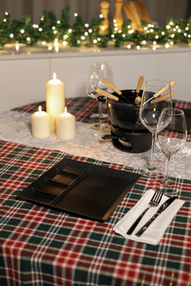 Cookinglife Fondue plates / Gourmet plates / Barbecue plates - 5 compartments - Black - 24 x 24 cm - 4 pieces