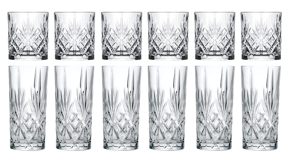 Cookinglife Glass set (cocktail glasses & long drink glasses) Moy - 12 piece set