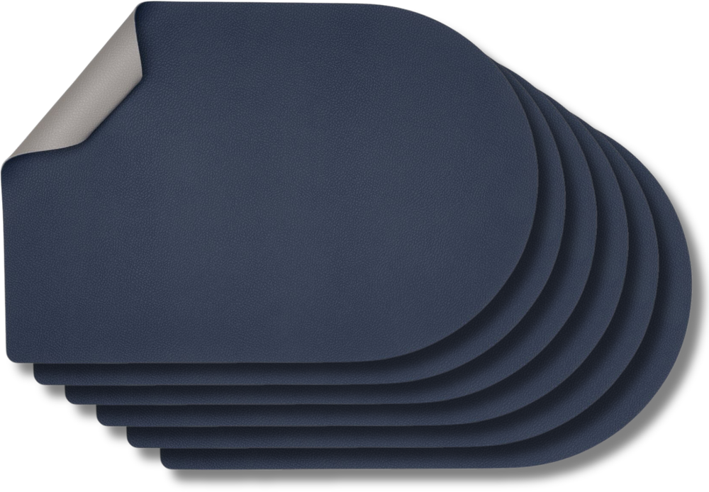 Jay Hill Placemats - Vegan Leather - Gray/Blue - Bread - double sided - 44 x 30 cm - 6 Pieces