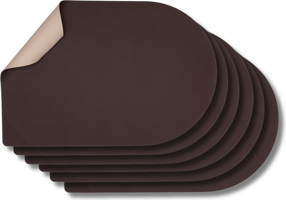 Jay Hill Placemats - Vegan Leather - Brown/Sand - Bread - double sided - 44 x 30 cm - 6 Pieces