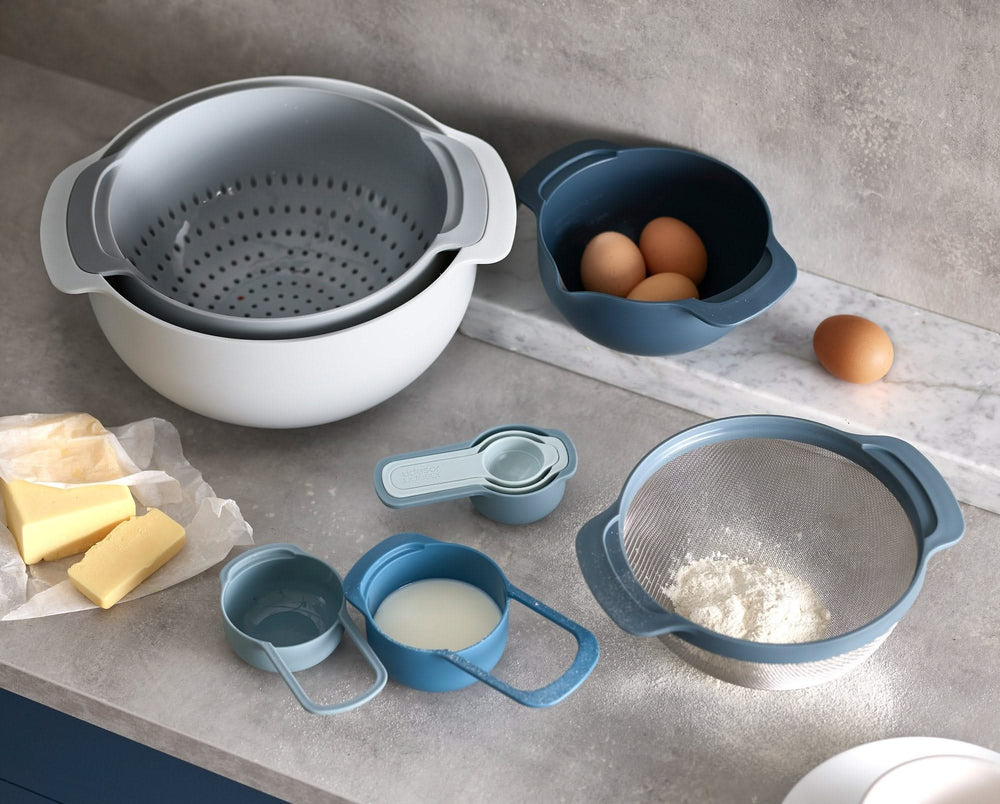 Joseph Joseph Baking bowl / colander / sieve / measuring spoon - Nest Sky - 9-Piece