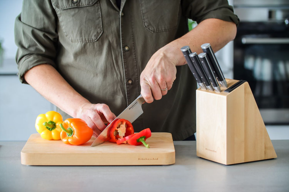 KitchenAid Knife Block Gourmet Birchwood 6-piece - Integrated Knife Sharpener