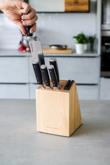 KitchenAid Knife Block Gourmet Birchwood 6-piece - Integrated Knife Sharpener