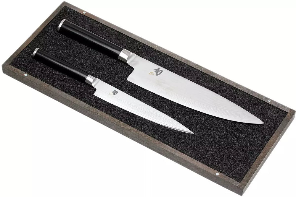 Kai Knife Set Shun Classic - 32 layers damask steel - (Utility knife + Chef's knife) 2-piece - DMS-220