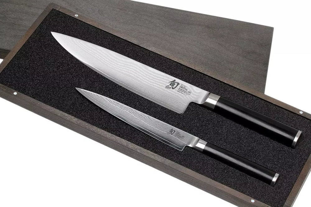 Kai Knife Set Shun Classic - 32 layers damask steel - (Utility knife + Chef's knife) 2-piece - DMS-220