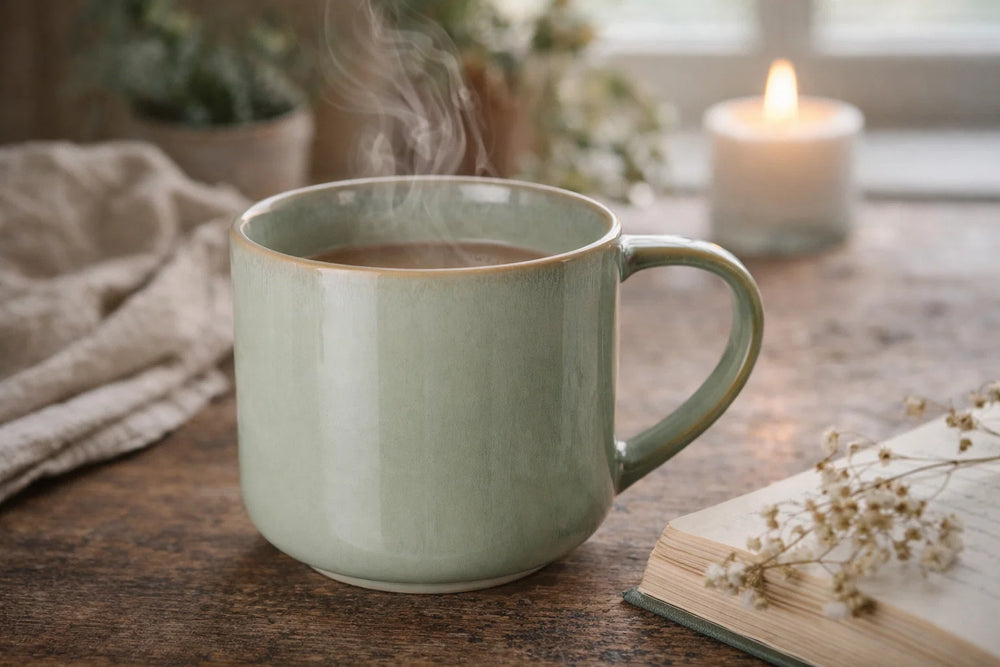 Cookinglife Coffee Mugs Serene Green 330 ml - Pottery - 4 pieces
