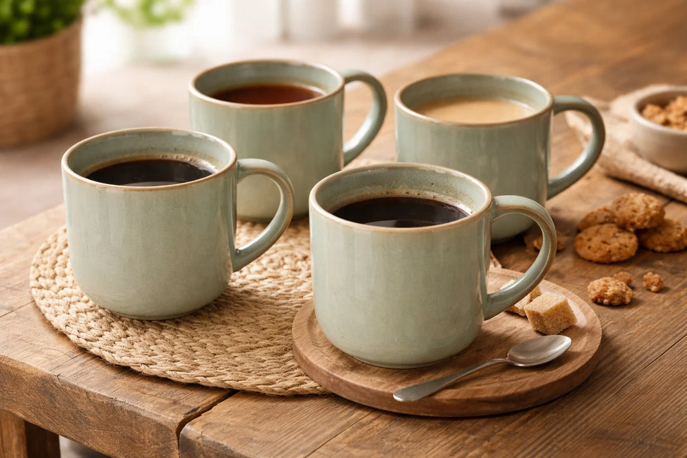 Cookinglife Coffee Mugs Serene Green 330 ml - Pottery - 4 pieces
