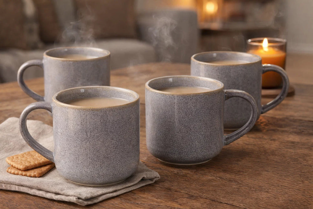 Cookinglife Coffee Mugs Serene Blue 330 ml - Pottery - 4 pieces
