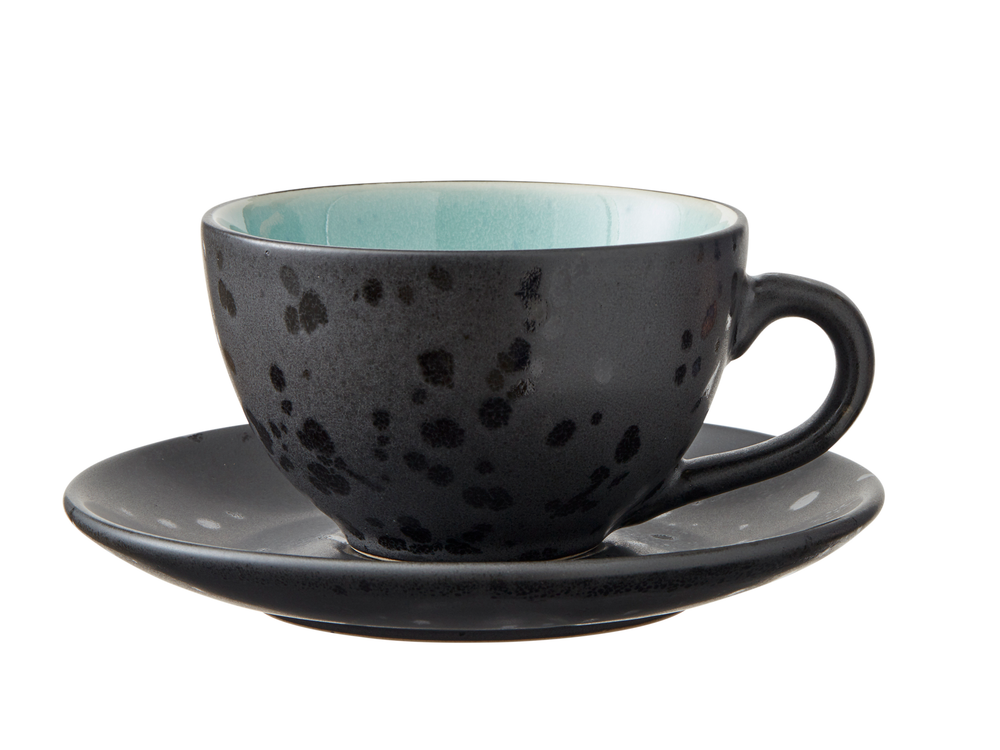 Bitz Cup and saucer Gastro Black/multi Blue 240 ml - 4 Pieces