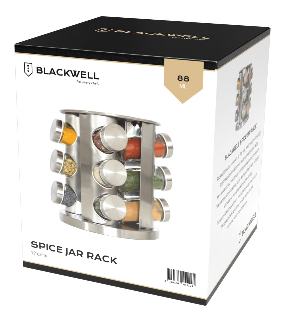 Blackwell Spice rack / Spice carousel - including 12 spice jars - stainless steel