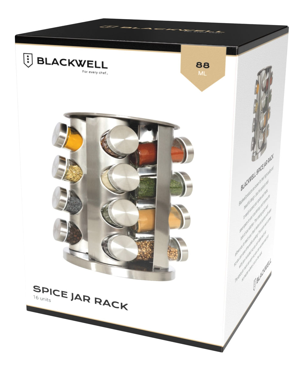 Blackwell Spice rack / Spice carousel - including 16 spice jars - stainless steel