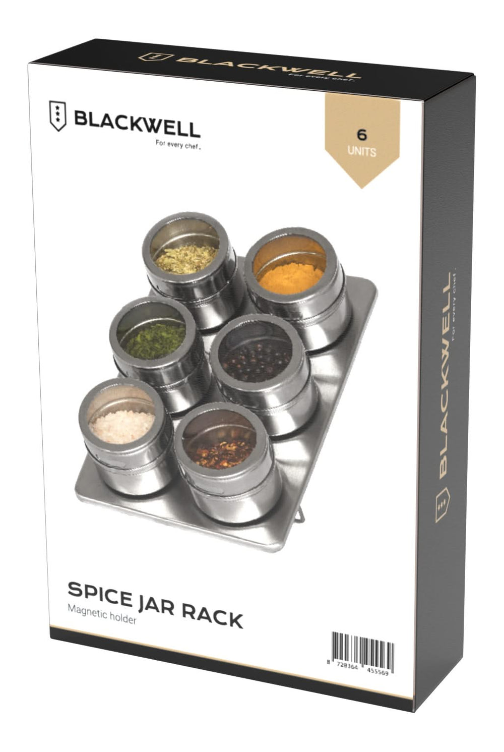 Blackwell Herb jars Magnetic - includes 6 jars - stainless steel