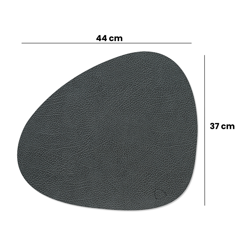 LIND DNA Placemats Hippo - Leather - Navy Blue - Curved - 44 x 37 cm - 2 pieces