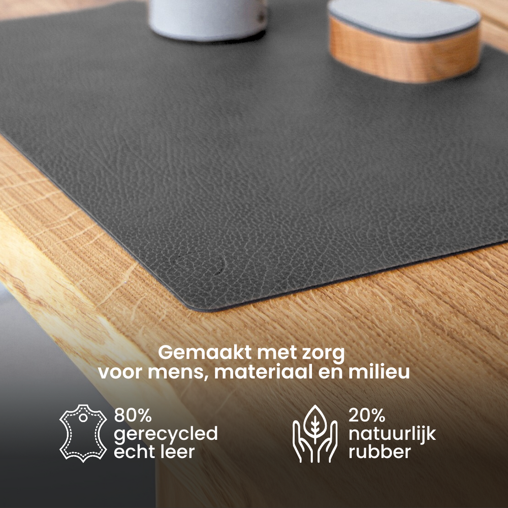 LIND DNA Placemats Hippo - Leather - Pastel Green - 45 x 35 cm - 2 pieces