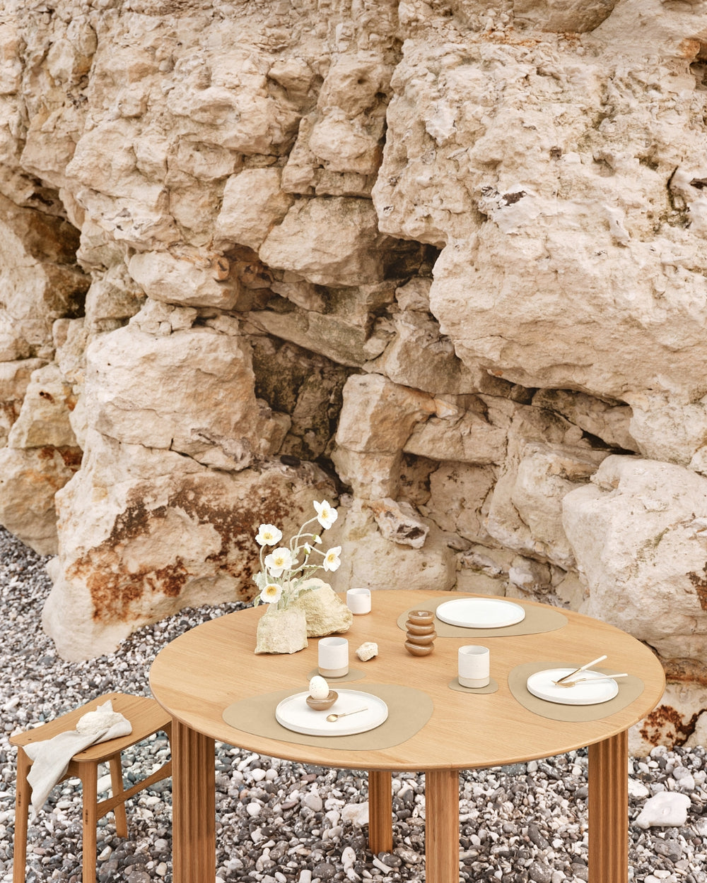 LIND DNA Coasters Nupo - Leather - Khaki - 13 x 11 cm - 4 Pieces