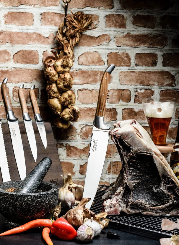 Laguiole Style de Vie Chef's Knife Set Olivewood Magnetic Acacia Wood