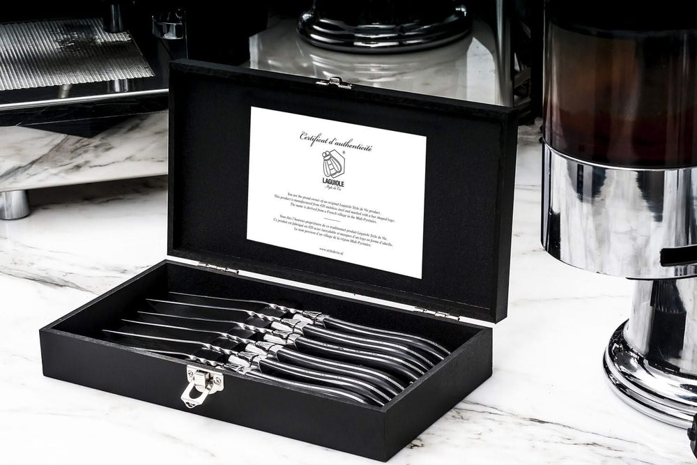 Laguiole Style de Vie Steak forks Luxury Line Black Ebony - 6 pieces