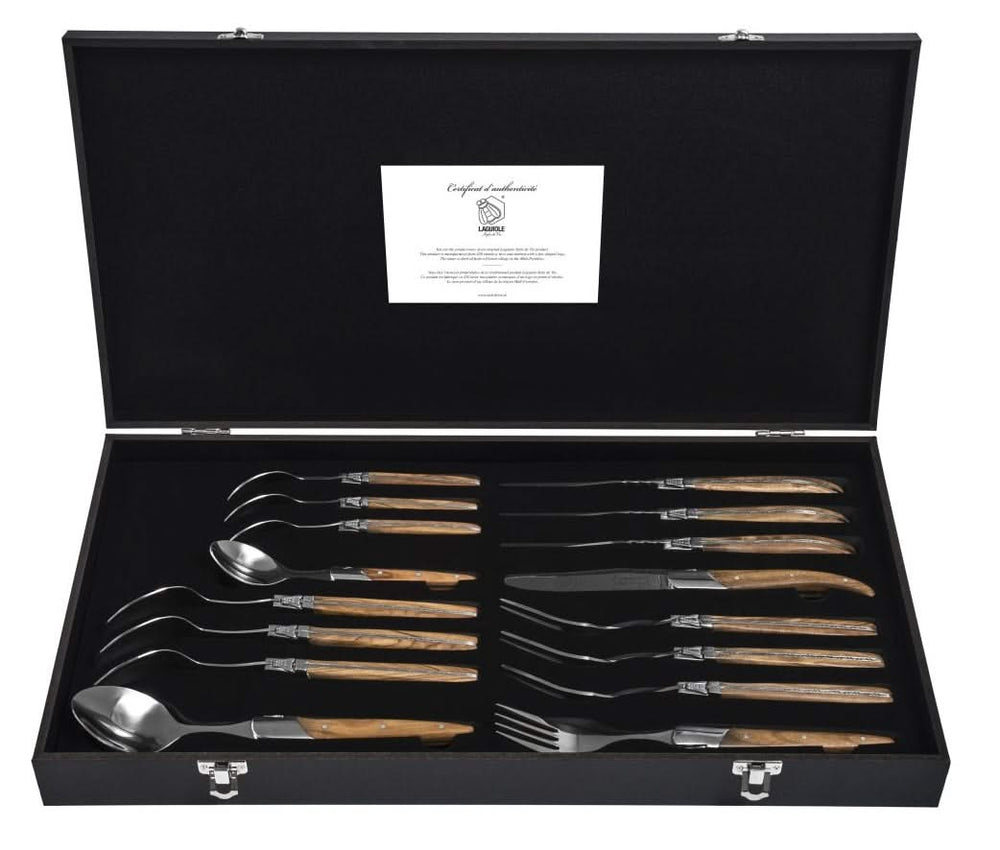 Laguiole Style de Vie Cutlery set - Olive wood - 16 - piece / 4 people