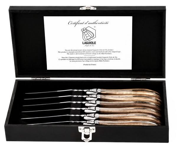 Laguiole Style de Vie Steak knives Luxury Line Olive wood - 6 pieces