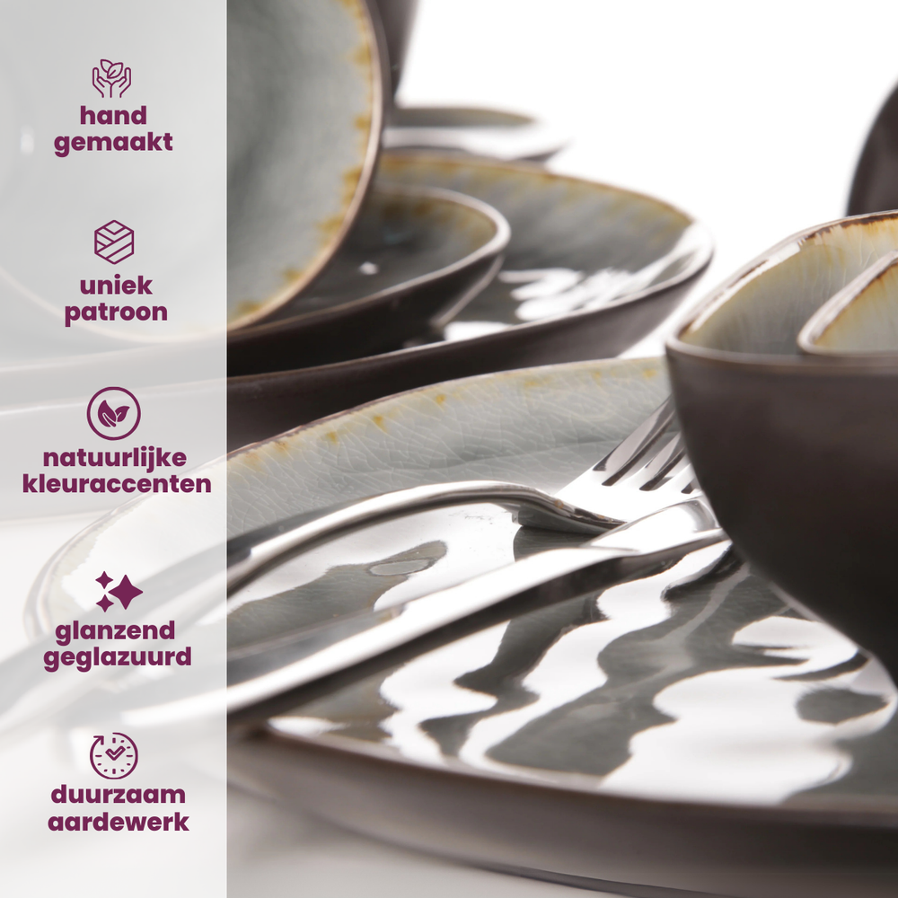 Cosy & Trendy Small Bowl Laguna Blue Grey 20 x 17 cm - 4 pieces