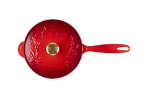 Le Creuset Saucepan Cast Iron - Gold Knob - Holly Christmas - Cherry Red - ø 21 cm / 2 Liter