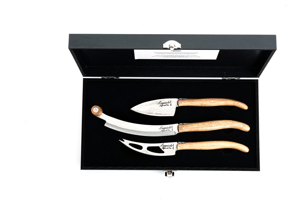 Laguiole Style de Vie Cheese knife set Luxury Line Oak Stonewash - 3 pieces