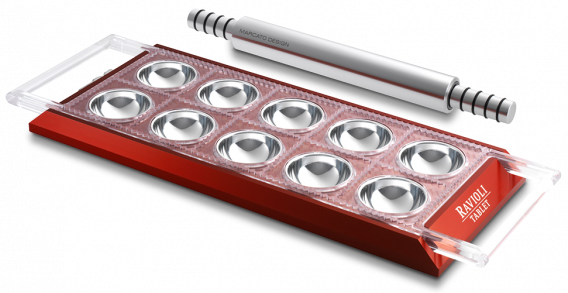 Marcato Ravioli Maker with rolling pin - Red - 10 Boxes