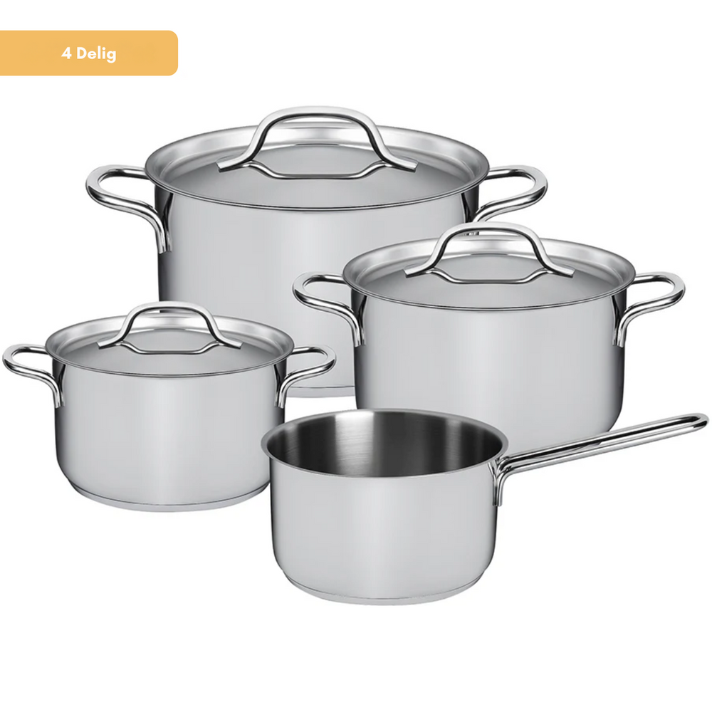 Sola Mirage Cookware Set - Stainless Steel - Cooking Pots ø 16, 18, 20 cm & Saucepan ø 16 cm - Induction Suitable - 4 Piece