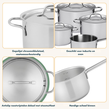 Sola Mirage Cookware Set - Stainless Steel - Cooking Pots ø 16, 18, 20 cm & Saucepan ø 16 cm - Induction Suitable - 4 Piece