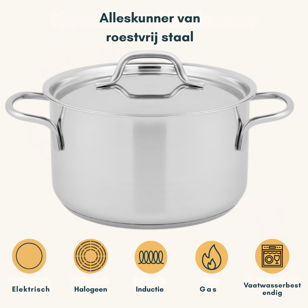 Sola Mirage Cookware Set - Stainless Steel - Cooking Pots ø 16, 18, 20 cm & Saucepan ø 16 cm - Induction Suitable - 4 Piece