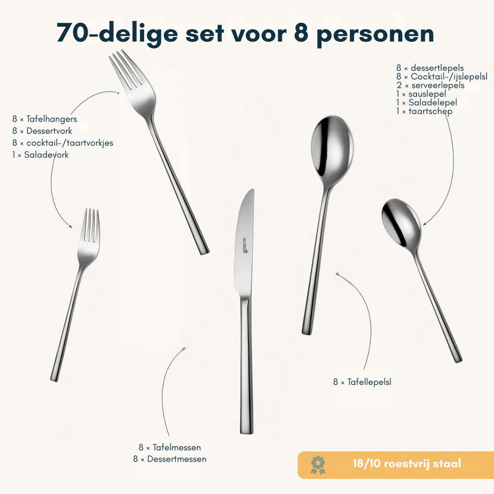 Sola Cutlery set Montreux - 70 pieces / 8 people