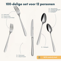 Sola Cutlery Set Fleurie - 18/10 Stainless Steel - 100 pieces / 12 people