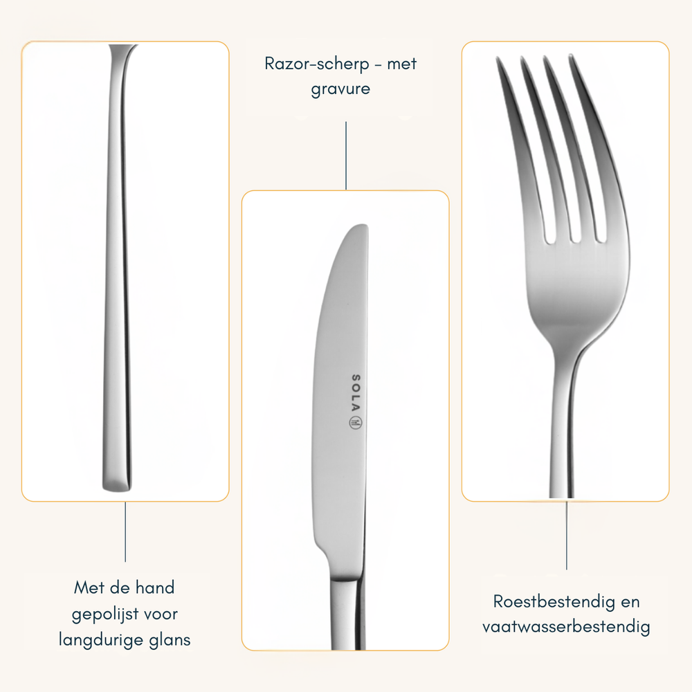 Sola Cutlery Set Luxor - 18/10 Stainless Steel - 70 pieces / 8 people