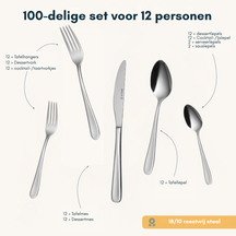 Sola Cutlery Set Florence - 18/10 Stainless Steel - 100 pieces / 12 people