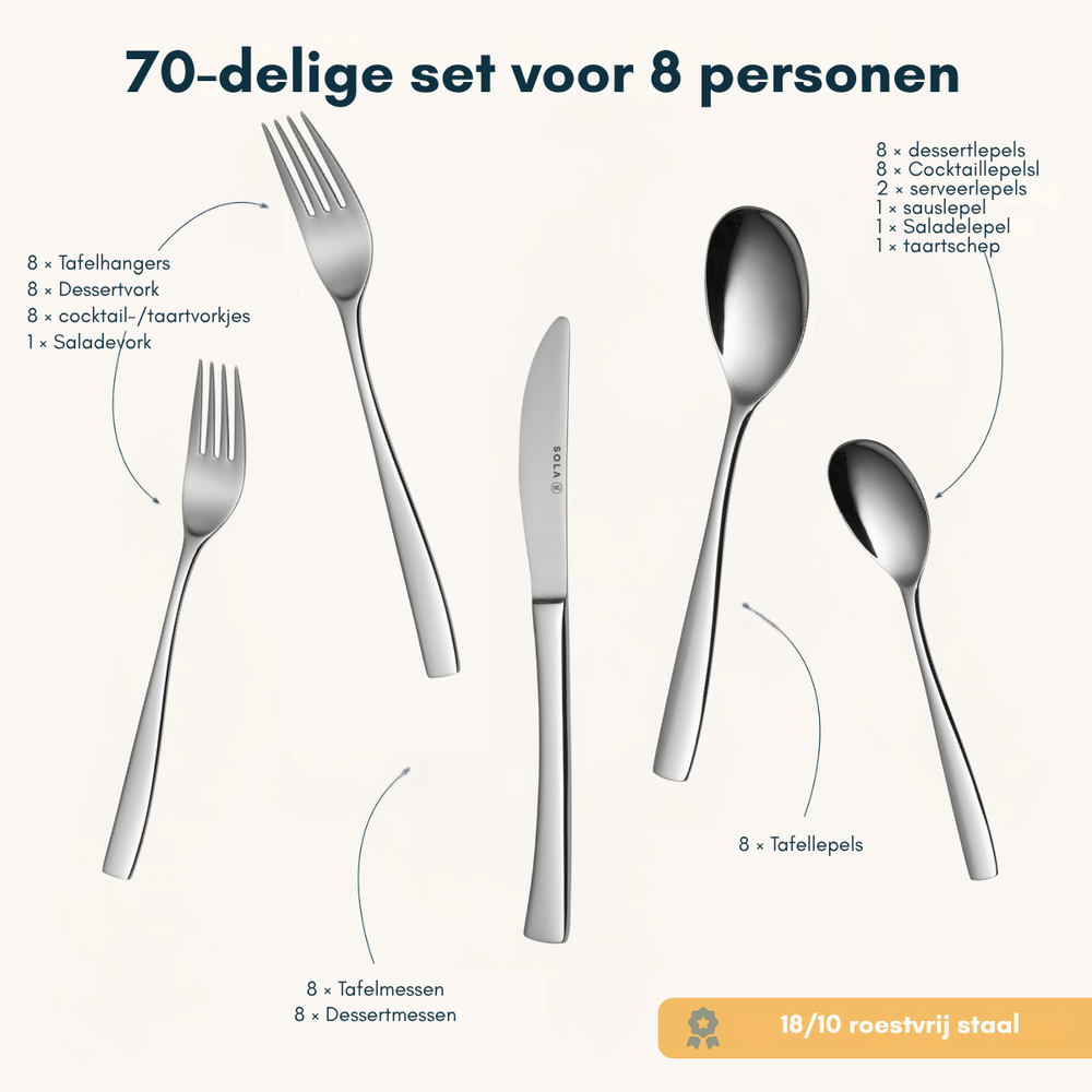 Sola Cutlery set Lotus - 70 pieces / 8 people