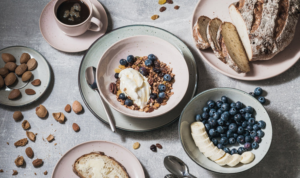 ONA Breakfast Plates / Dessert Plates Freckles Green ø 19.5 cm - 4 Pieces