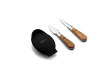 Laguiole Style de Vie Oyster Knives with Oyster Holder Luxury Line Olive Wood