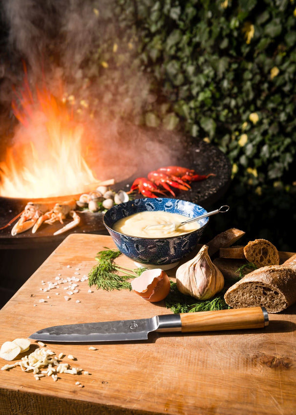 Forged Santoku knife Olive 14 cm