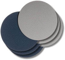 Jay Hill Coasters - Vegan leather - Gray / Blue - double sided - ø 10 cm - 6 pieces