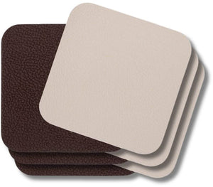 Jay Hill Coasters - Vegan leather - Brown / Sand - double sided - 10 x 10 cm - 6 pieces