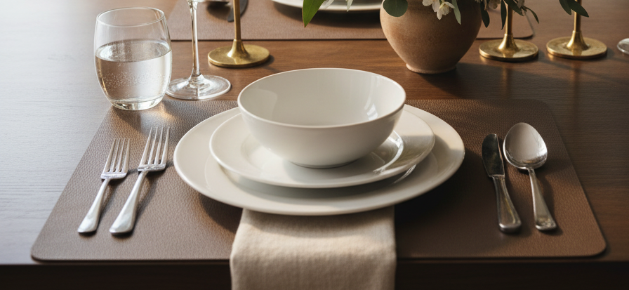 Cosy & Trendy Placemats Leather Look Lead Gray 43 x 30 cm - 6 pieces