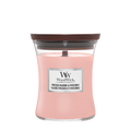 WoodWick Scented Candle Medium Pressed Blooms & Patchouli - 11 cm / ø 10 cm - Scented Candle in Glass - Wooden Wick