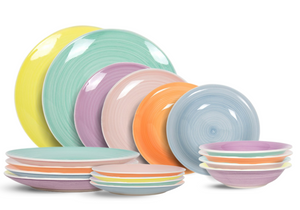 Cookinglife Pastel Harmony 18-piece dinnerware set / 6 persons - 6 dinner plates, 6 breakfast plates and 6 deep plates