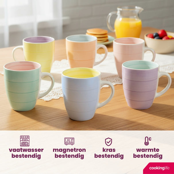 Cookinglife Mugs Pastel Harmony 340 ml - 6 pieces