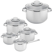 Sola Cookware set Pearl - 5 piece - Induction & Downdraft suitable - stainless steel - Cooking pan ø 16 / 18 / 20 / 24 cm -. sauce pan ø 16 cm