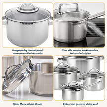Sola Cookware set Pearl - 4-piece - Induction suitable - stainless steel - Cooking pan ø 16 / 18 / 20 cm -. sauce pan ø 16 cm