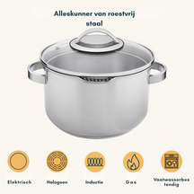 Sola Cookware set Pearl - 4-piece - Induction suitable - stainless steel - Cooking pan ø 16 / 18 / 20 cm -. sauce pan ø 16 cm